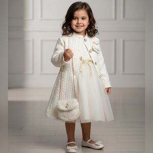 Blueberi Boulevard Quilted Ivory Coat Dress Ans Purse